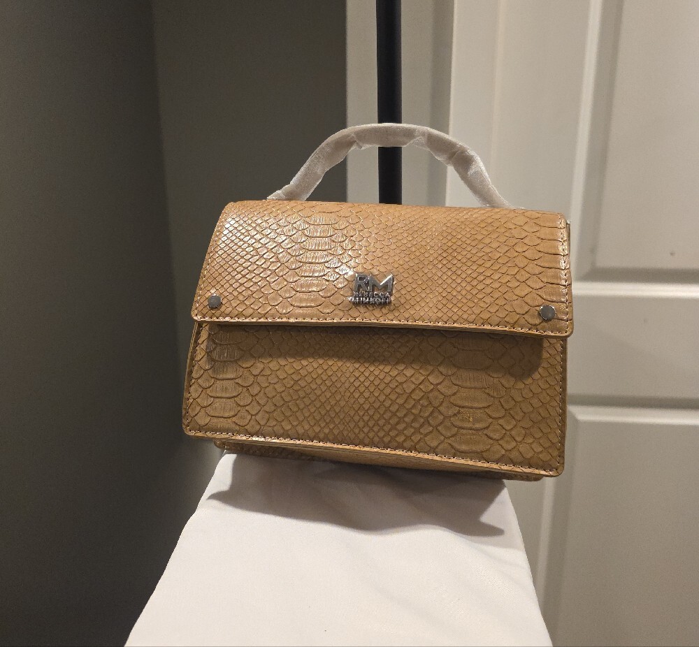 Rebecca Minkoff Tan Snakeskin-Embossed Mini Top-Handle Bag - Picture 4 of 11